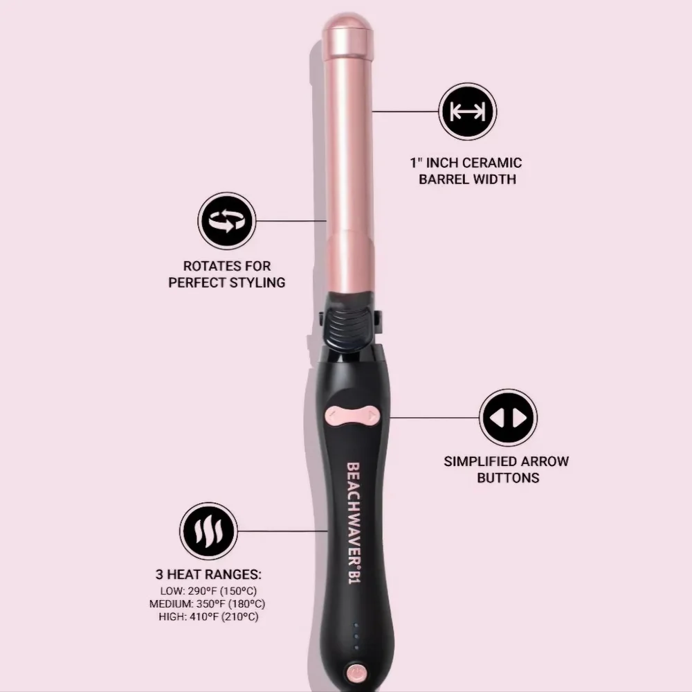Beachwaver B1 Rotating Curling Iron in Midnight Rose